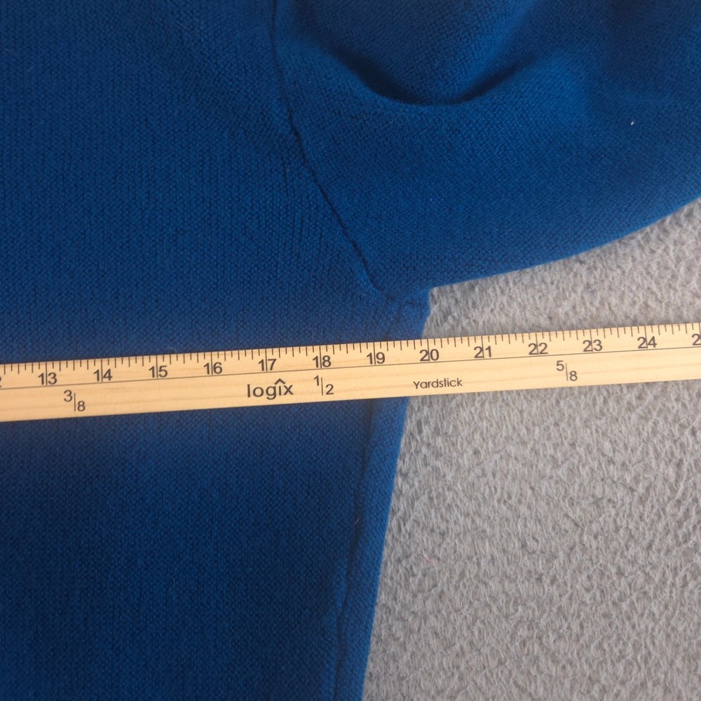 VINTAGE Silverwoods Sweater Mens M Teal Open Knit Cable Cardigan Wool 60s 70s - Picture 12 of 13